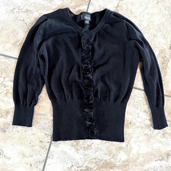 Iz Byer Sweaters - Cardigan ruffled floral detail